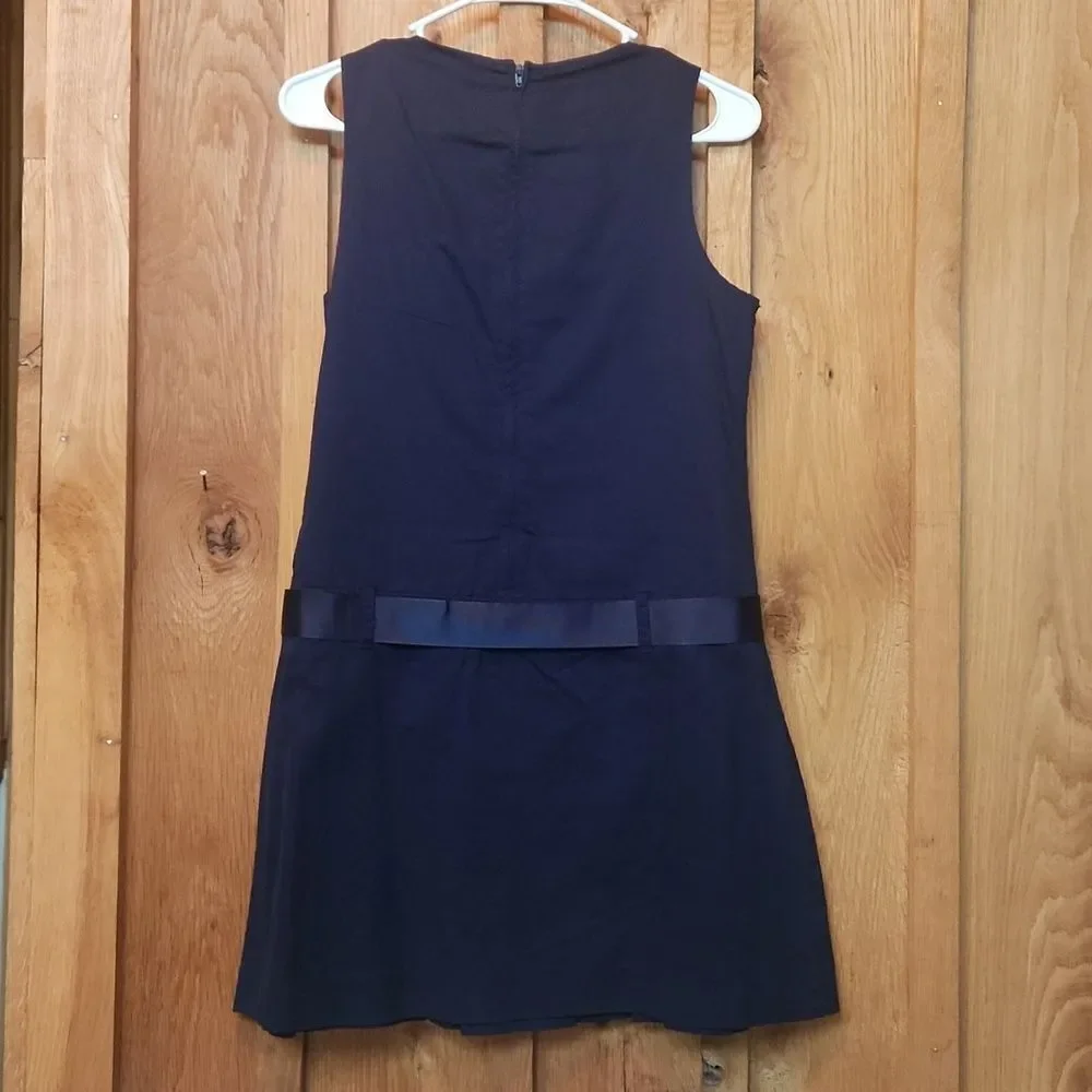 The Children’s Place Uniform Sleeveless Knee Length Bow Dress Size 16 Navy Blue